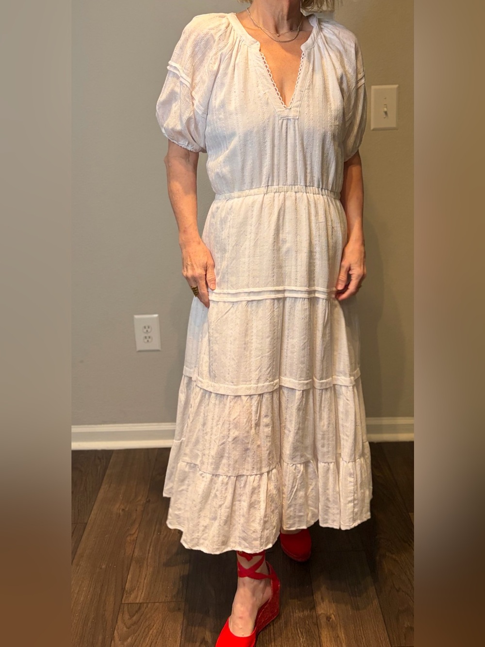 NWT!! Betsey Johnson White Tiered Maxi Dress